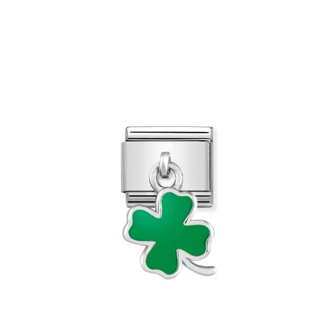 Link Composable Classic Trèfle à quatre feuilles en Argent Link en Argent 925 et Émail avec pendentif Trèfle à quatre feuilles