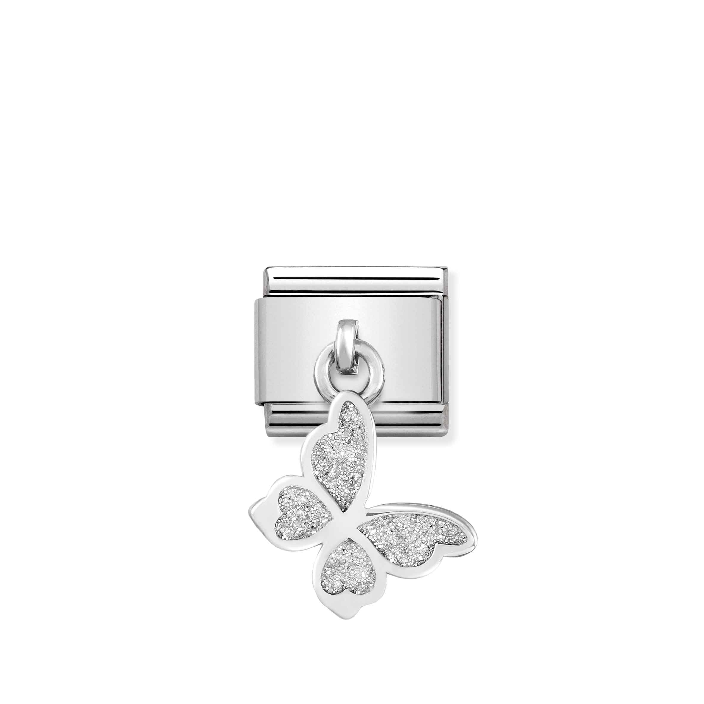 Composable Classic Link Butterfly pendant with Glitter
