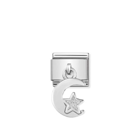 Link Composable Classic Charm Luna de plata Link en Plata 925 y glitter con charm