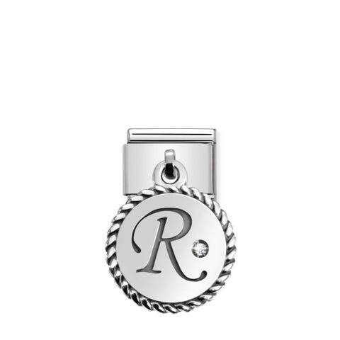 Link Composable Classic con Pendente Lettera R Link in Argento con Cubic Zirconia Pendenti Alfabeto