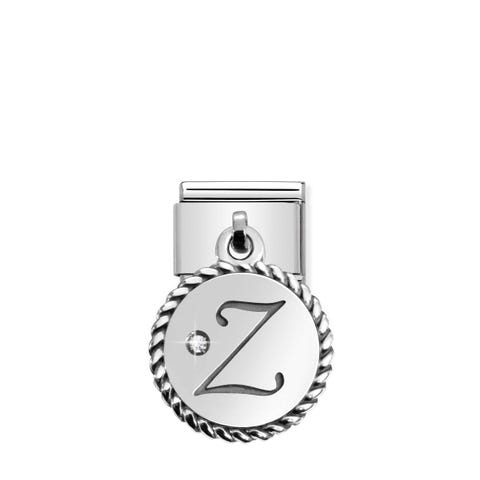 Link Composable Classic avec Pendentif Lettre Z Link en Argent avec Cubic Zirconia Pendentif Alphabet