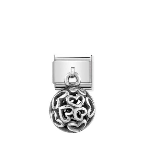 Link Composable Classic Pendente con Cuori e Agata Link con Agata nera