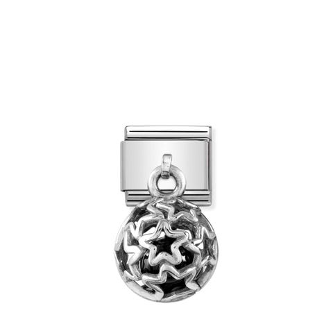 Link Composable Classic Pendente con Stelle e Agata Link in Argento ossidato con Pietra