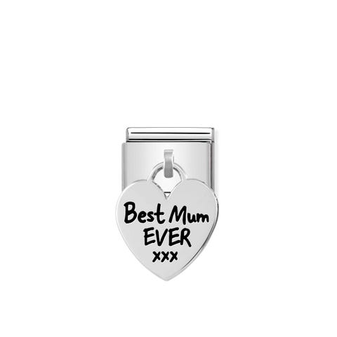 Composable Classic Link silver Heart BEST MUM Limited Edition Pendant Link with Family theme