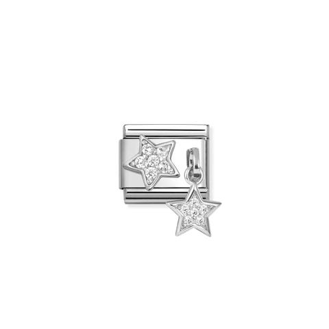 Composable Classic Link, CZ Pavé Stars 1 Pendant Stainless steel Link with Star pendant in silver and White CZ