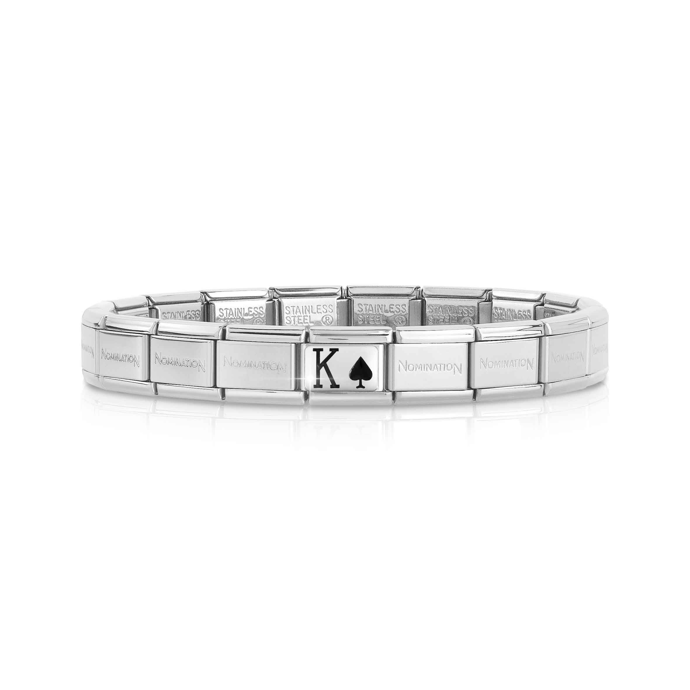 Composable Classic Bracelet with Double Link Inscription and Heart Nomination