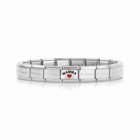 Composable Classic Mamma with Heart Bracelet Bracelet with stainless steel base and decorative Link