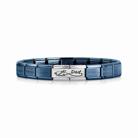 Bracelet Composable Classic Bleu Papa Bracelet en acier avec inscription