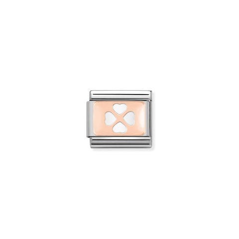 Composable Classic Link Rose Gold Four-Leaf Clover Link in stainless steel and bonded rose gold Good Luck