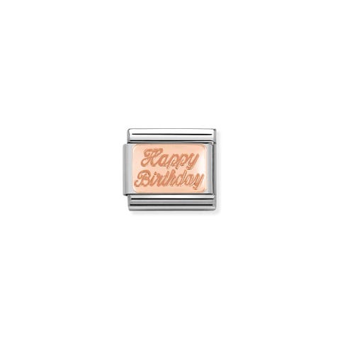 Composable Classic Link bonded rose gold Birthday Link for bracelet in rose gold with writing