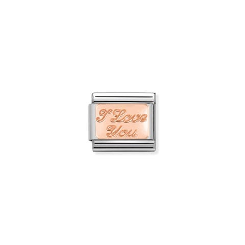 Composable Classic Link bonded rose gold I love you Link for bracelet in rose gold with engraven writing