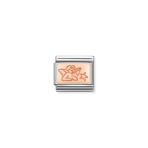 Link Composable Classic Ángel de los Deseos Link en Acero y Oro rosa 375