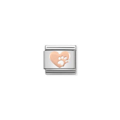 Link Composable Classic Cuore con orma in Oro rosa Link con cuore e orma in Acciaio e Oro rosa 375