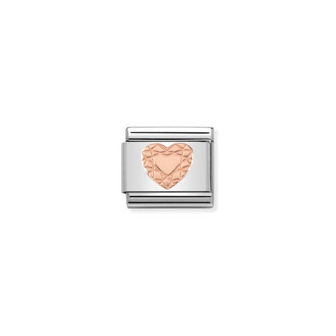Composable Classic Link Rose Gold Heart Cut Link in stainless steel and rose gold Gemstone symbols