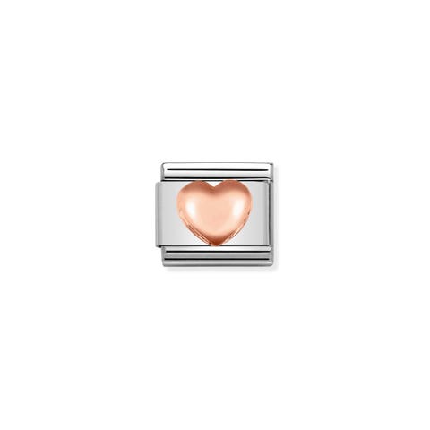 Composable Classic Link Raised Heart in bonded rose gold Link in stainless steel and rose gold Love symbol