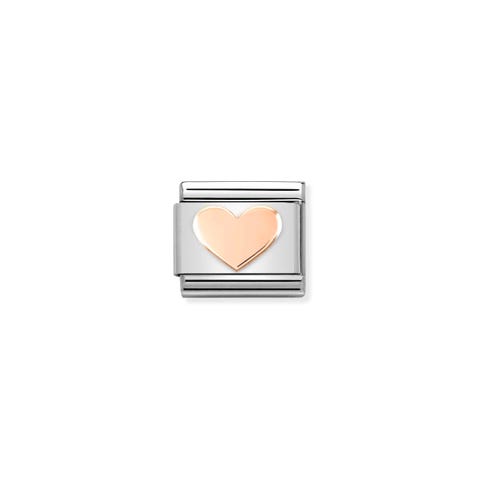 Composable Link, rose gold Heart Link in stainless steel with 9K rose gold and love symbol