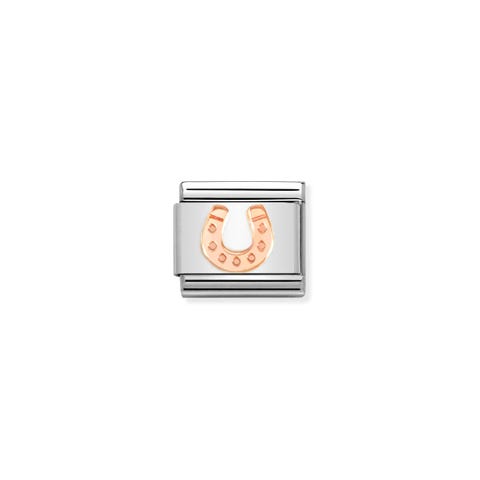 Composable Classic Link, rose gold Horseshoe Link with good luck symbol in 9K rose gold