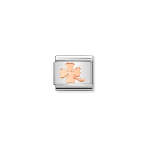 Composable Classic Link, rose gold Four-Leaf Clover Stainless steel Link with Four-Leaf Clover symbol