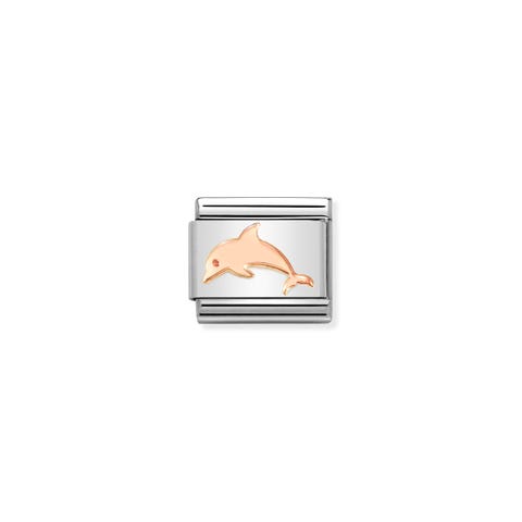 Composable Classic Link, rose gold Dolphin Stainless steel Link with 9K rose gold with Dolphin and heart