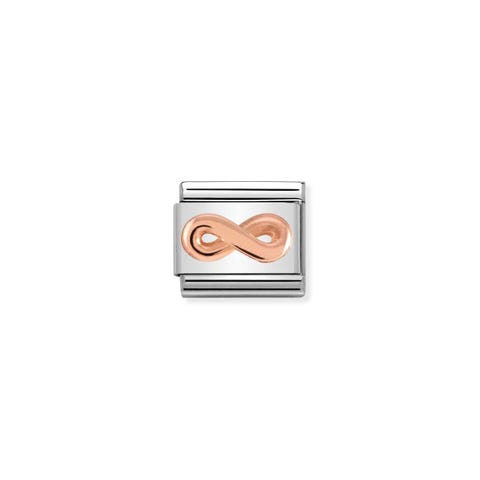 Link Composable Classic Símbolo Infinito Link con Infinito en Oro Rosa 375