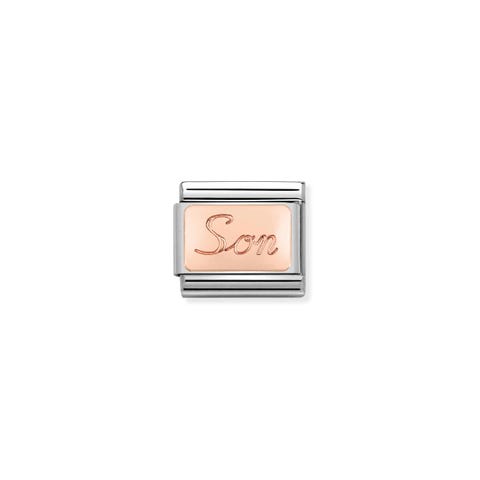 Composable Classic Link Sohn in Rosagold Link in 375er Rosagold mit englischer Schrift