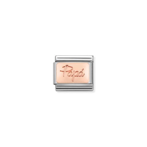 Composable Classic Papà Link in Rose Gold Link with writing in bonded rose gold
