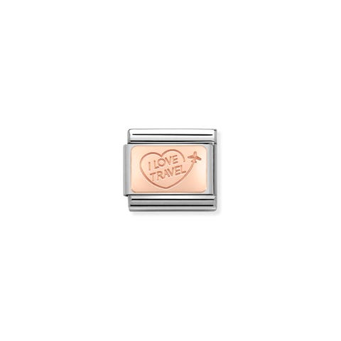 Link Composable Classic J'aime Voyager Link en Or rose avec Avion