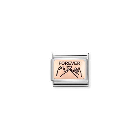 Link Composable Classic Promesa Forever en Oro Rosa Link en Oro rosa 375 y esmalte con texto