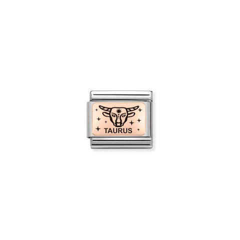 Link Composable Classic en or rose Taureau Link en or rose 375 avec Symbole Zodiaque