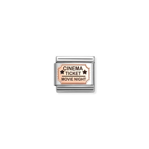 Composable Classic Link,CINEMA TICKET MOVIE NIGHT Stainless steel Link with rose gold and symbol