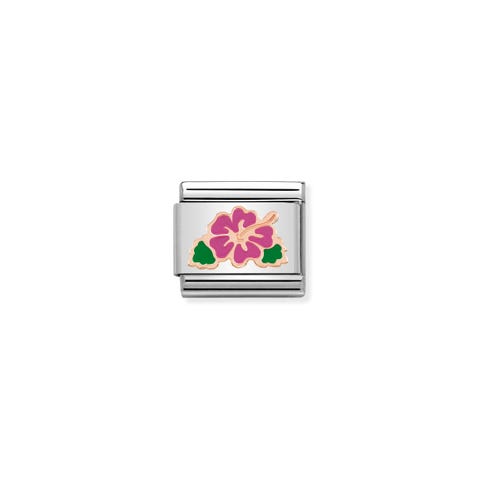 Composable Classic Fuchsia Hibiscus Rose Gold Link Link in bonded rose gold