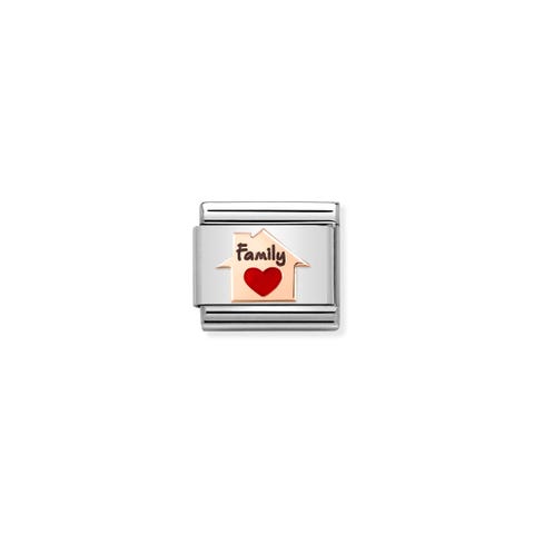 Composable Classic Link, FAMILY Home Red Heart Link with rose gold and FAMILY