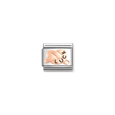 Link Composable Classic Nodo Luck in Oro Rosa Link in Acciaio e Oro rosa tema Fortuna
