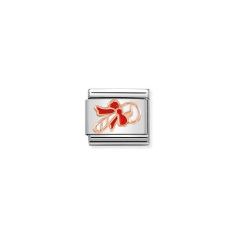 Composable Classic Link Rose gold Candy Cane Christmas symbol in Rose gold and enamel