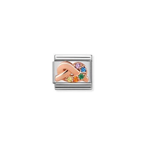 Composable Classic Link Nodo Amicizia Link in acciaio, oro e pietre multicolor Friendship