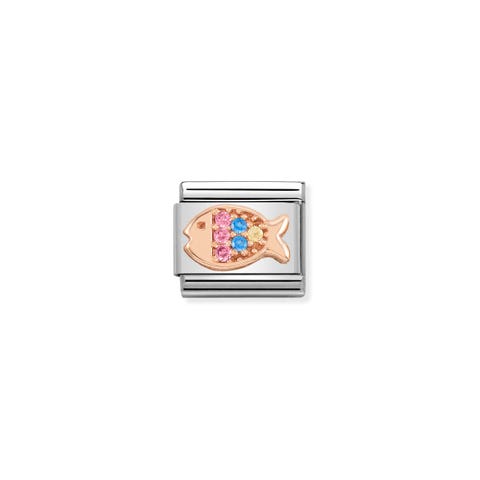Composable Classic Fish with Coloured Stones Link Link with marine animal