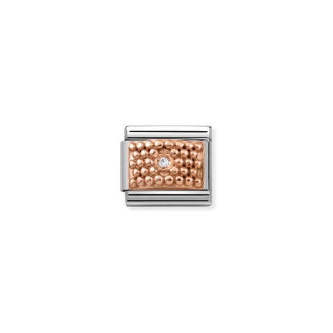 Composable Classic Link Steinchen Rosagold Plakette graviert in 375er Rosagold und Cubic Zirkonia