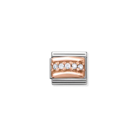 Composable Classic Link Rose Gold white Stones Bonded rose gold Link with white Cubic Zirconia