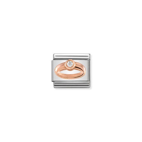 Link Composable Classic Bague avec Pierre Bague en Or Rose avec Cubic Zirconia blanc