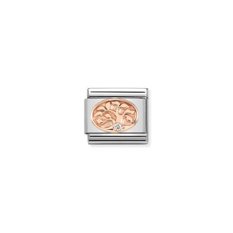 Composable Classic Link Tree of life with Stones Link with White Cubic Zirconia