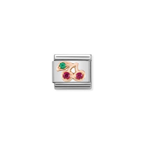 Composable Classic Link Cherry with Stones Link in Rose gold with Colorful Cubic Zirconia