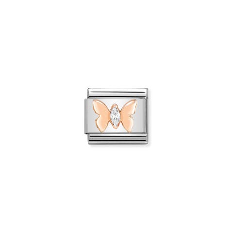 Composable Classic Link Rose gold Butterfly with Stone Link in Rose gold and White Cubic Zirconia