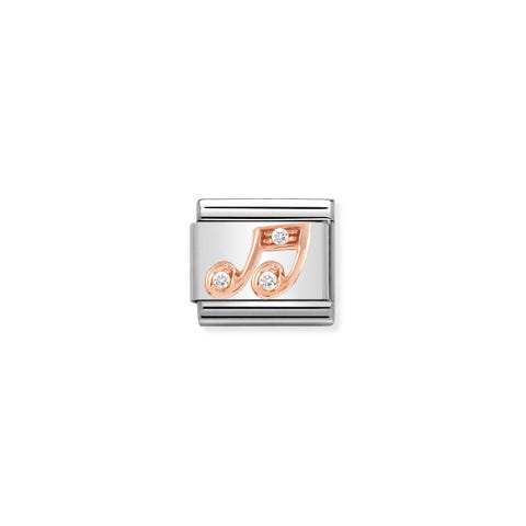 Composable Classic Link Rose gold Music Note with CZ Link with musical symbol and white stones
