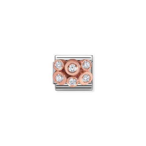 Link Composable Classic Pietra natale Aprile in Oro rosa e Pietre Link con grappolo in Oro rosa 375 e Cubic Zirconia