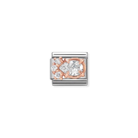 Composable Classic Link Rose Gold white Drop Couture Link in rose gold with faceted Cubic Zirconia