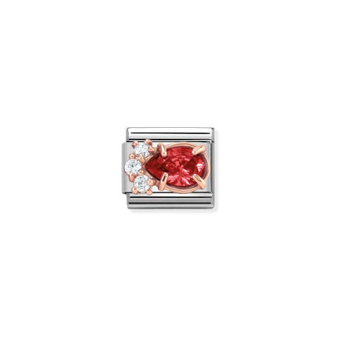 Composable Classic Link Couture Tropfen rot Link Couture in Rosagold und Cubic Zirkonia in Rot