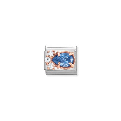 Composable Classic Link Couture Tropfen blau Link Couture in Rosagold und Cubic Zirkonia in Himmelblau