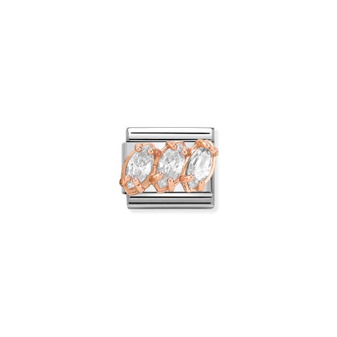Composable Classic Link Couture Triptychon weiß Link Couture in Rosagold und Triptychon Cubic Zirkonia