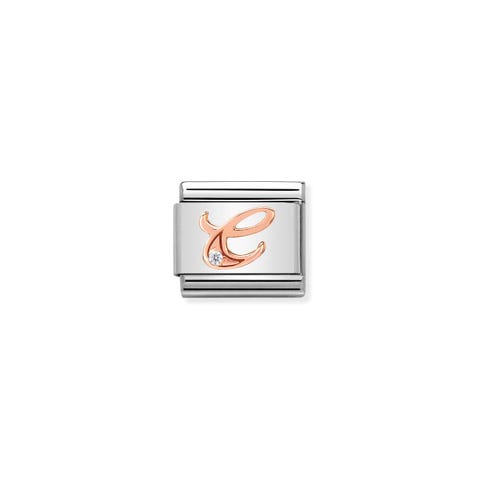 Composable Classic Link Letter C in Rose Gold and Cubic Zirconia Classic Link in steel and Cubic Zirconia with Letter