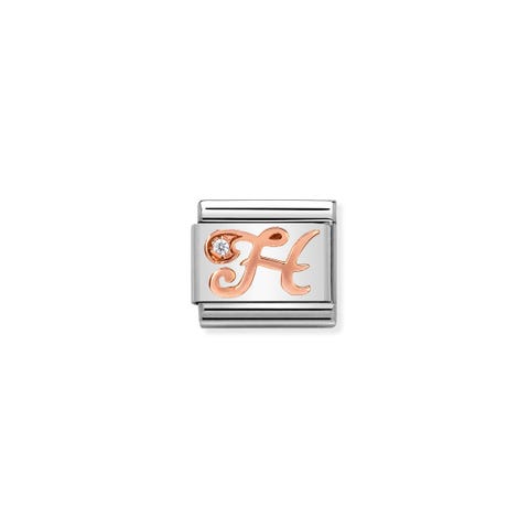 Composable Classic Link Letter H in Rose Gold and Zirconia Link in stainless steel, bonded rose gold and Zirconia